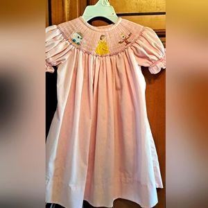 Baby's Precious LollyWolly Doodle Smocked Dress "Beauty and the Beast" 9 mo.